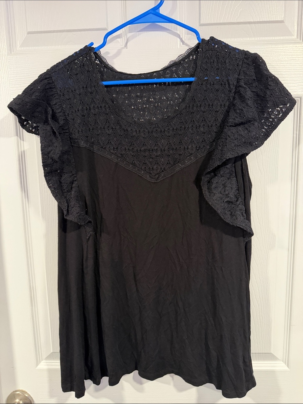 torrid Black Lace Yoke Flutter Sleeve Top